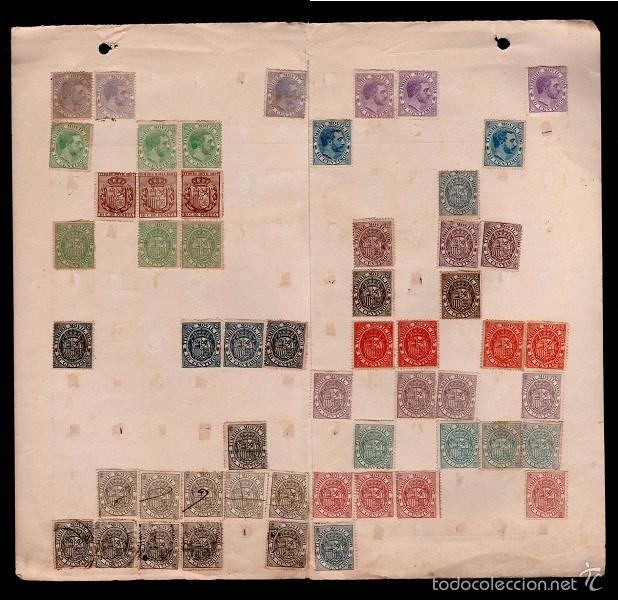 Briefmarken: L25-17 LOTE DE 50 SELLOS FISCALES POSTALES - TIMBRE MOVIL 1893-1898 ALTO VALOR ,CATALOGO EDIFIL ALEM