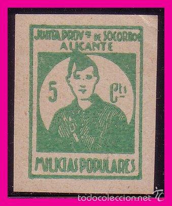 Briefmarken: Alicante, Guerra Civil, prueba en verde FESOFI n&ordm; 1 (*)