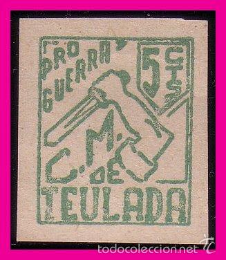 Stamps: Alicante, TEULADA Guerra Civil,  prueba en verde FESOFI n&ordm; 6 (*)