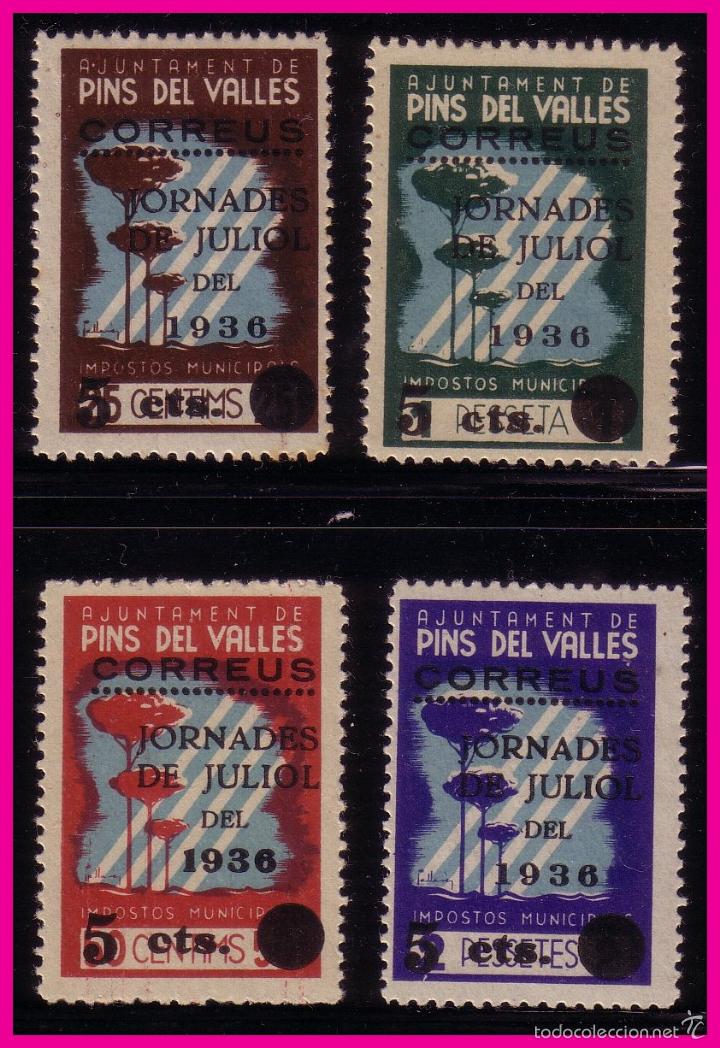 Stamps: BARCELONA Pins del Vall&eacute;s, Guerra Civil  FESOFI n&ordm; 7 a 10 * *