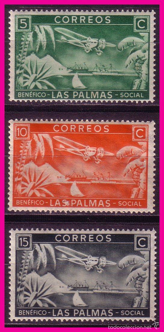 Briefmarken: CANARIAS Las Palmas, Guerra Civil FESOFI n&ordm; 16 a 18 * *