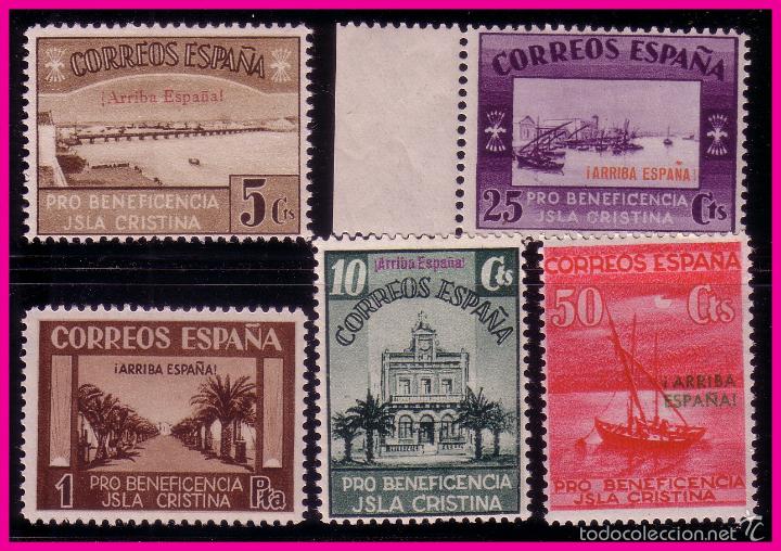 Briefmarken: HUELVA, Isla Cristina, Guerra Civil  FESOFI n&ordm; 18 a 22 * * serie completa