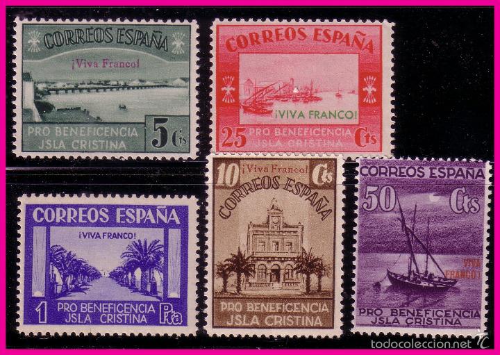 Briefmarken: HUELVA, Isla Cristina, Guerra Civil  FESOFI n&ordm; 13 a 17 * * serie completa