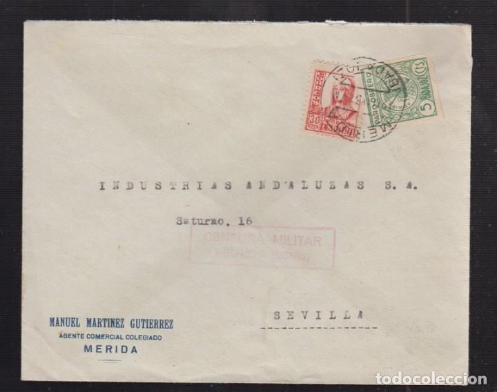 Sellos: 1937.- MERIDA (BADAJOZ) A SEVILLA - Foto 1