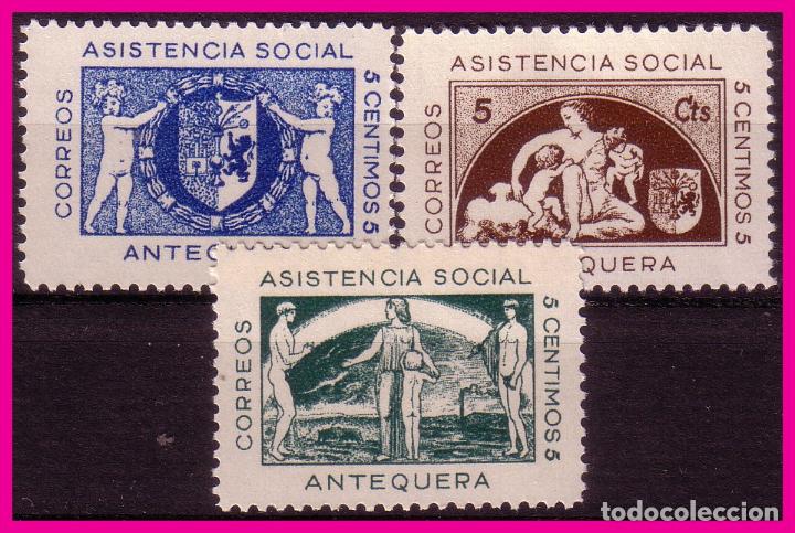 Stamps: M&aacute;laga ANTEQUERA, Guerra Civil, FESOFI n&ordm; 4 a 6 * *