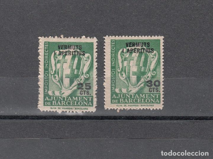 Briefmarken: AJUNTAMENT DE BARCELONA. IMPOSTOS INDIRECTES. VERMUTS I APERITIUS. 2 SELLOS DIVERSOS