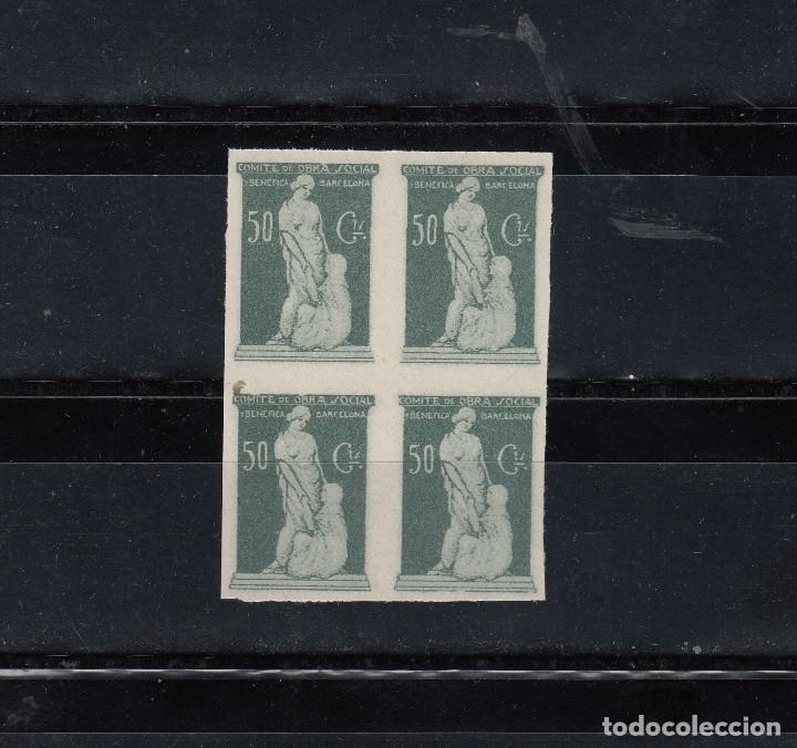Briefmarken: C&Oacute;MITE DE OBRA SOCIAL Y BEN&Eacute;FICA DE BARCELONA. 50 CTS. EN BLOQUE DE 4