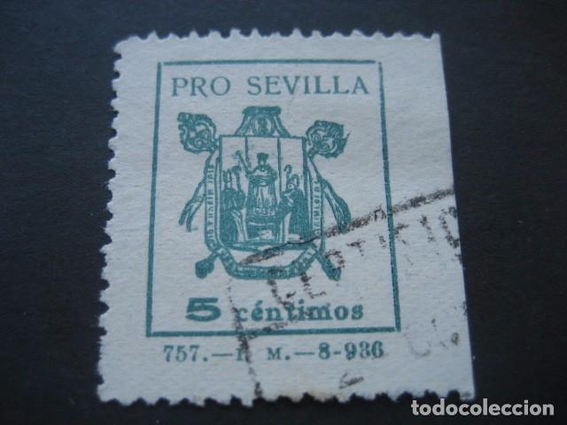 Sellos: SELLO PRO SEVILLA 5 CTS. - Foto 1