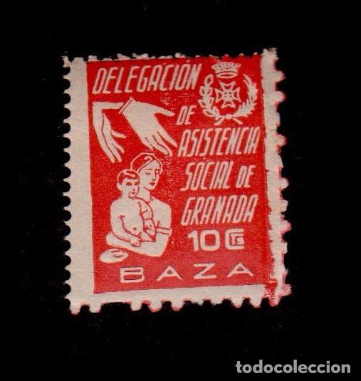 Selos: CL4-8-62-1 Guerra Civil Vi&ntilde;eta de  BAZA (Granada)  DELEGACION DE ASISTENCIA SOCIAL 10c  Fesofi n&ordm; 2