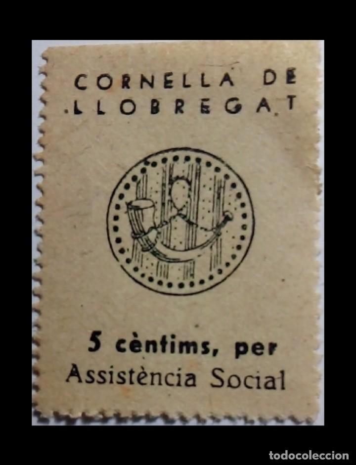 Francobolli: CL4-9-76-1 Guerra Civil - Vi&ntilde;eta de CORNELLA DE LLOBREGAT (Barcelona) ASSISTENCIA SOCIAL 5c. Feso