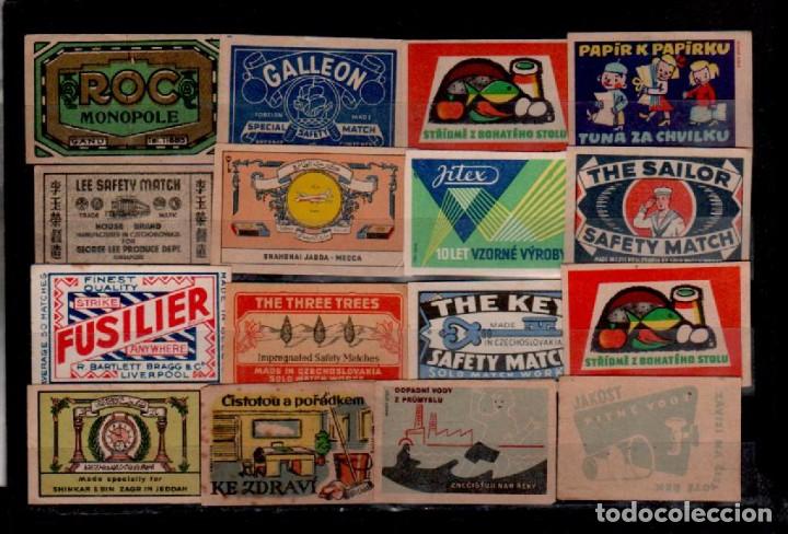 Briefmarken: E-10 Etiquetas publicidad Cajas de Cerillas conjunto de 16 antiguos ejemplares