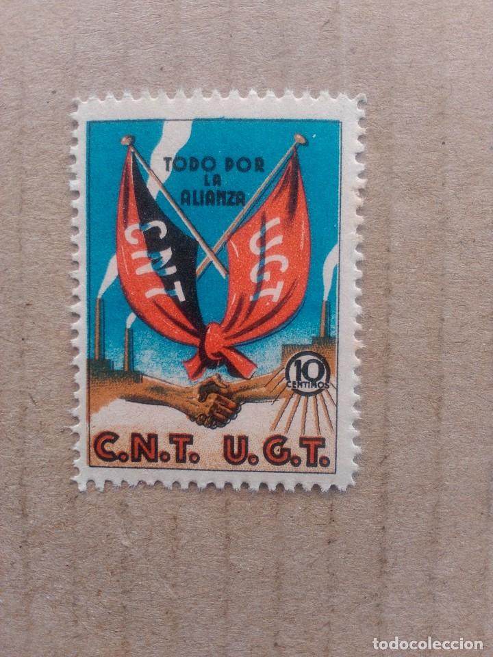 Briefmarken: TODO POR LA ALIANZA. CNT-UGT. 10 CTS.