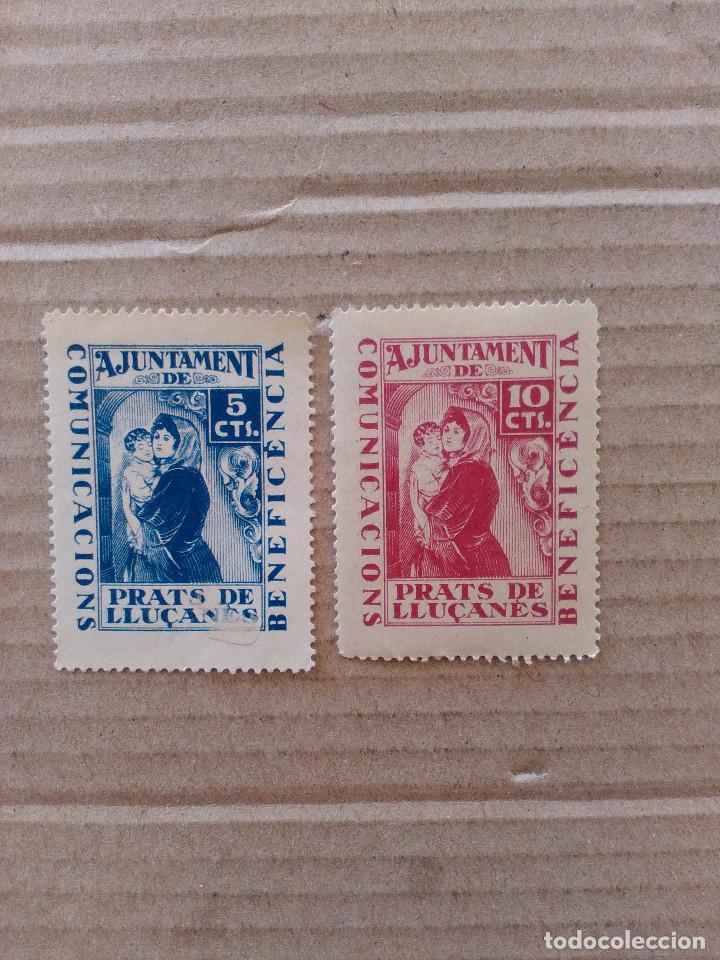 Briefmarken: AJUNTAMENT DE PRATS DE LLUCANES. BENEFICENCIA. 2 SELLOS DE 5 Y 10 CTS.
