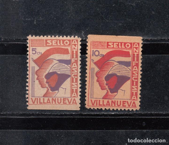 Stamps: VILLANUEVA. SELLO ANTIFASTSTA. SERIE DE 2 SELLOS DE 5 Y 10 CTS,