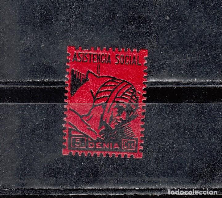 Stamps: DENIA. ASISTENCIA SOCIAL. 5 CTS.