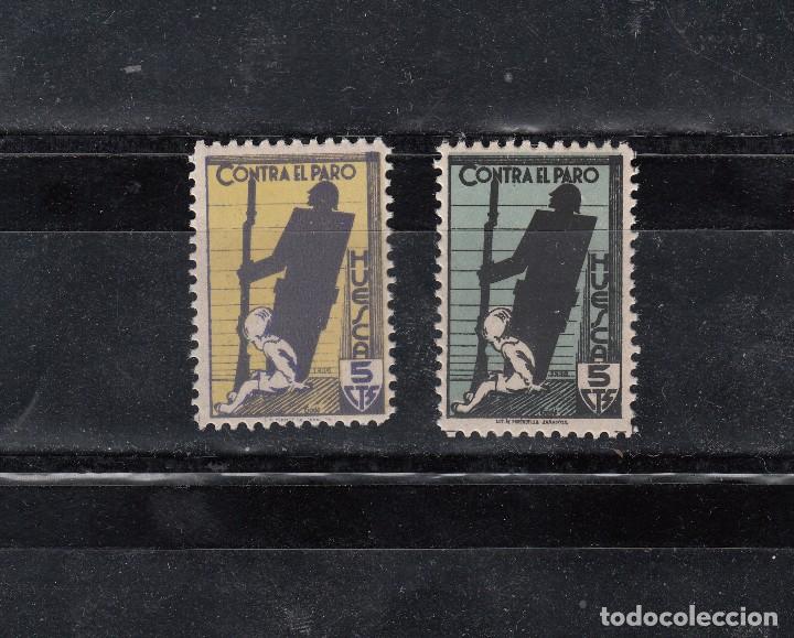 Briefmarken: HUESCA. CRUZADA CONTRA EL PARO. 2 SELLOS DE 5 CTS.