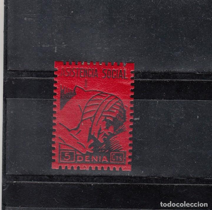 Stamps: DENIA. ASISTENCIA SOCIAL. 5 CTS.