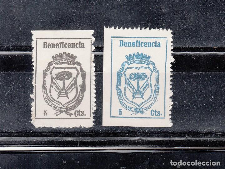 Briefmarken: VILLA DE MANZANILLA. BENEFICENCIA. 2 SELLOS DE 5 CTS.