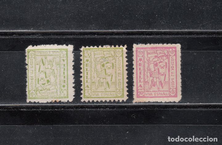 Briefmarken: MELILLA. CRUZADA CONTRA EL PARO. 3 SELLOS  2 DE 5 CTS. Y 1 DE 10 CTS.