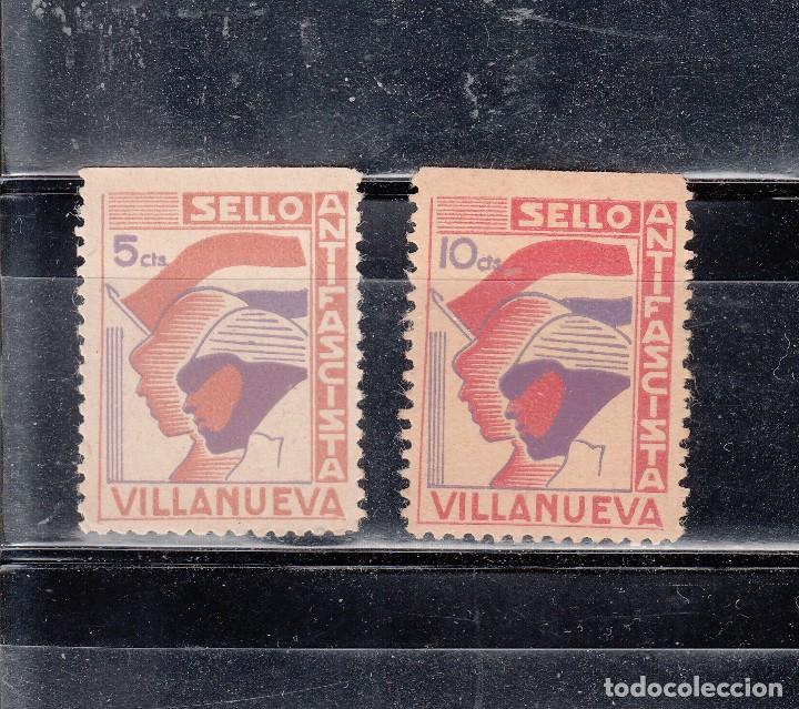 Briefmarken: VILLANUEVA. 2 SELLOS ANTIFASCISTAS DE 5 Y 10 CTS.