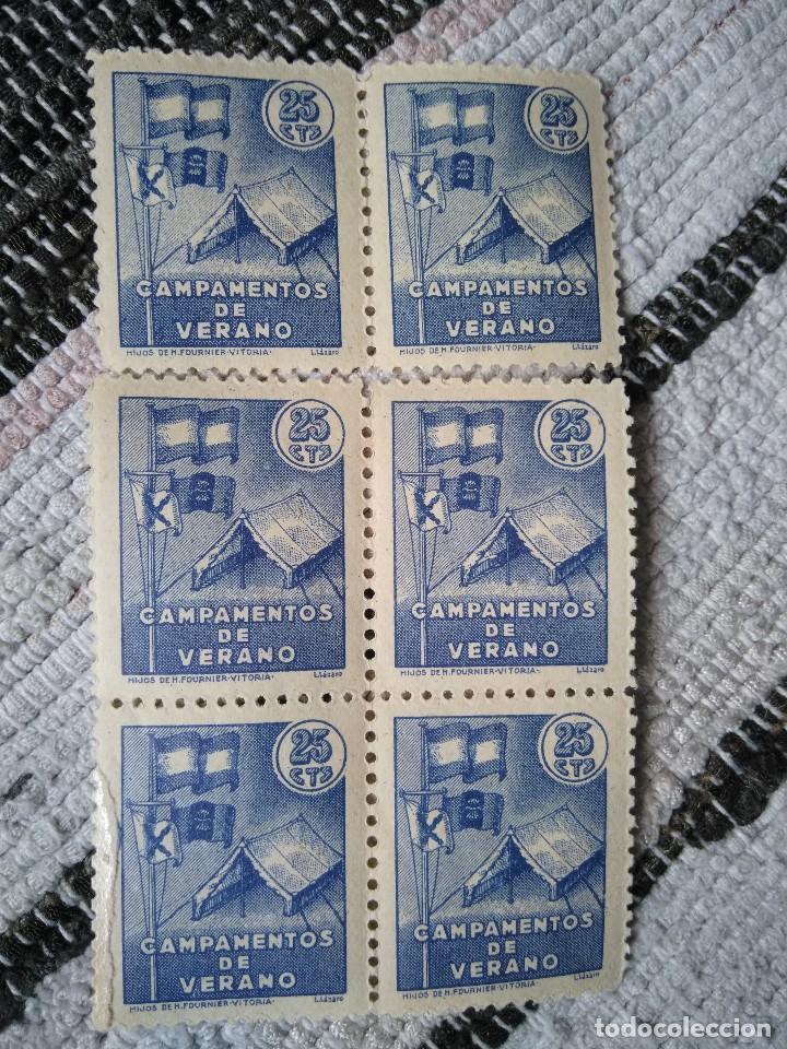 Timbres: 6 SELLOS DE 25 CTS. CAMPAMENTOS DE VERANO.