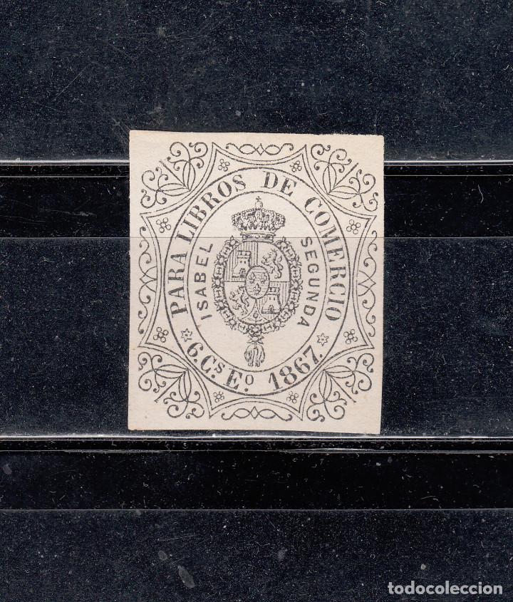 Sellos: PARA LIBROS DE COMERCIO. ISABEL SEGUNDA. 6 CUARTOS DE ESCUDO - Foto 1