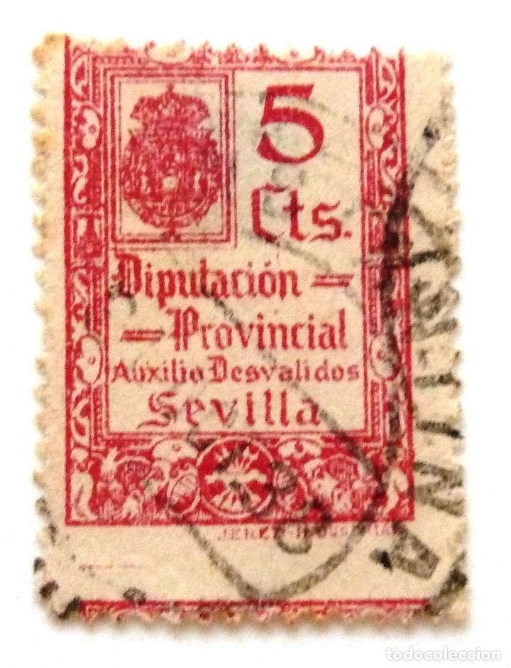 Sellos: AUXILIO DESVALIDOS SEVILLA. 5 CTS. - Foto 1
