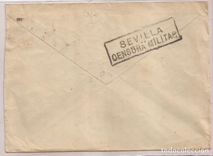 Sellos: 1937 Sobre circulado de Sevilla a Cadiz 25c Movil Especial + Pro Sevilla - Foto 2 - 101667251