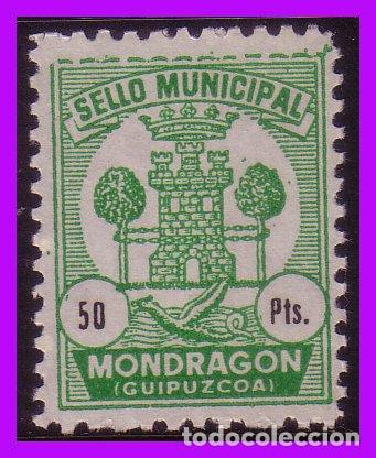 Briefmarken: Fiscales, Impuesto Municipal Ayuntamiento de Mondrag&oacute;n, 50 pts. verde * *