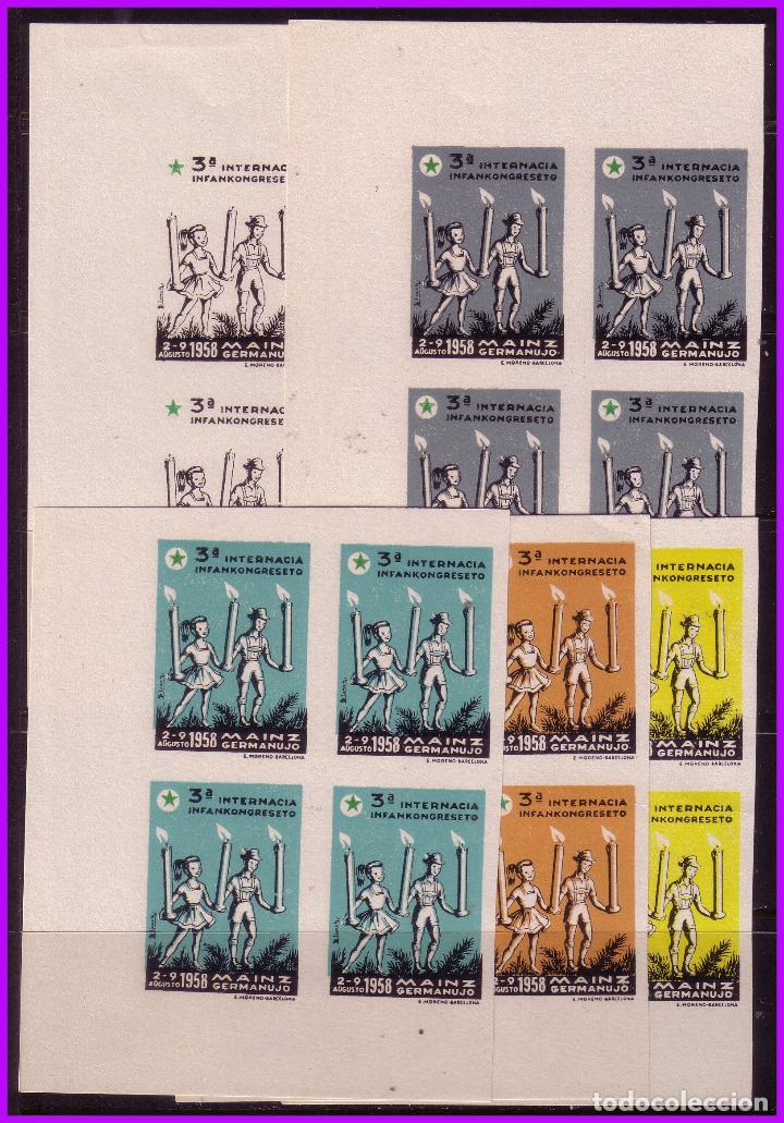 Briefmarken: ESPERANTO, 1958 Mainz, Alemania, 3&ordm; Congreso Internacional (*) lujo, 5 vi&ntilde;etas B4