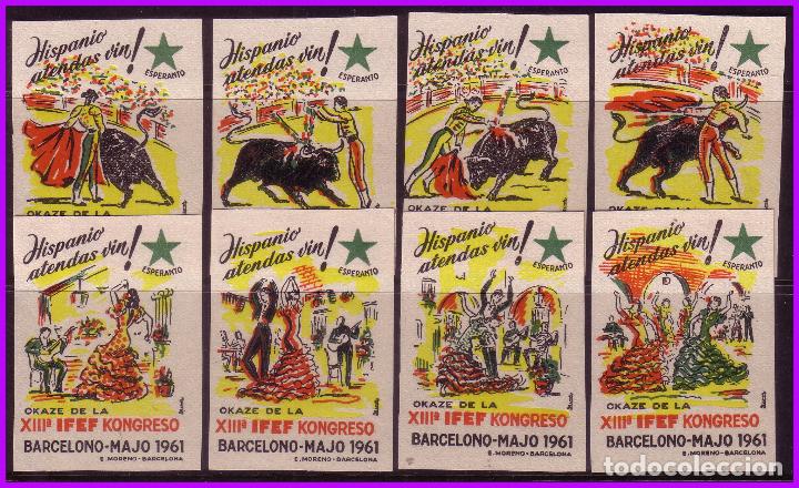 Briefmarken: ESPERANTO, 1961 Barcelona, Espa&ntilde;a, XIII Congreso IFEF (*)  8 vi&ntilde;etas