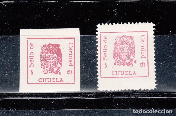 Briefmarken: CIJUELA. SELLO DE CARIDAD. 5 CTS. 2 SELLOS DENTADO Y SIN DENTAR