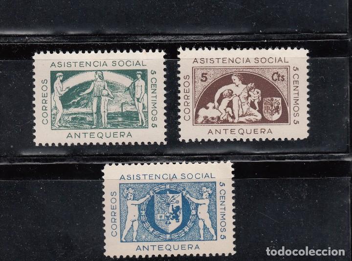 Briefmarken: ANTEQUERA. ASISTENCIA SOCIAL. SERIE DE 3 SELLOS DE 5 CTS.