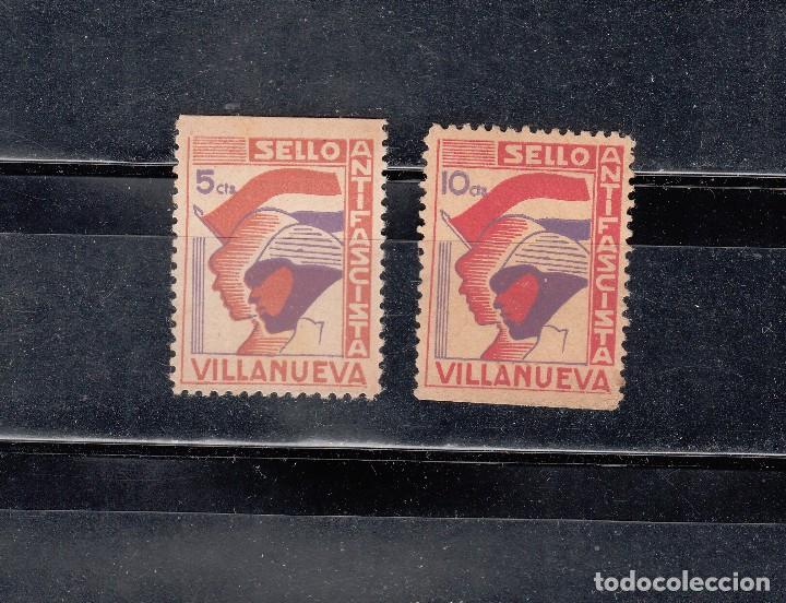 Briefmarken: VILLANUEVA. SELLO ANTIFASCISTA. SERIE DE 2 SELLOS DE 5 Y 10 CTS.