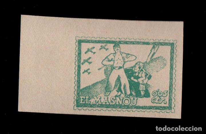 Briefmarken: CL4-11-95-6  Guerra Civil vi&ntilde;eta de EL MASNOU Fesofi n&ordm; 22a sello hojita   Color VERDE nuevo sin den