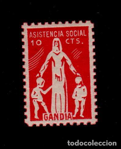 Briefmarken: CL4-11-100 Guerra Civil GANDIA Asistencia Social Fesofi n&ordm; 5 Valor 10 cts Color CARMIN