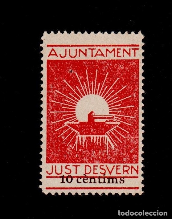 Briefmarken: CL4-12-07 Guerra Civil vi&ntilde;eta de JUST DESVERN Fesofi n&ordm;12 cts con Valor en color NARANJA valor en