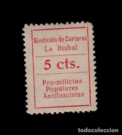 Briefmarken: CL4-12-09 Guerra Civil vi&ntilde;eta de LA BISBAL (Girona) Pro Milicias Populares Antifascistas 5cts Fesofi