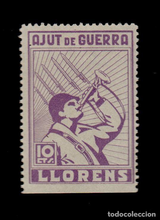 Briefmarken: CL4-12-12 Guerra Civil vi&ntilde;eta de LLORENS (Tarragona)Ajut de Guerra 5 cts Fesofi n&ordm; 1