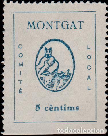 Briefmarken: CL4-15-50 Vi&ntilde;eta Guerra Civil  MONTGAT  Comite Local 5 cts AZUL Fesofi n&ordm; 7