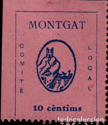 Briefmarken: CL4-15-50 Vi&ntilde;eta Guerra Civil  MONTGAT  Comite Local 10 cts AZUL SOBRE ROSA Fesofi n&ordm; 8