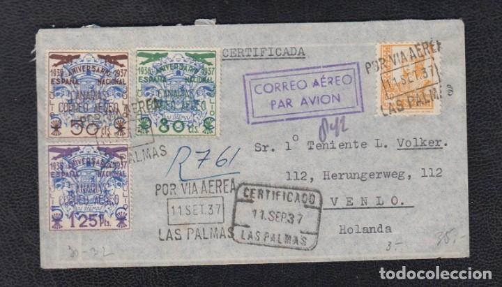 Sellos: 1937.- LAS PALMAS A HOLANDA - Foto 1