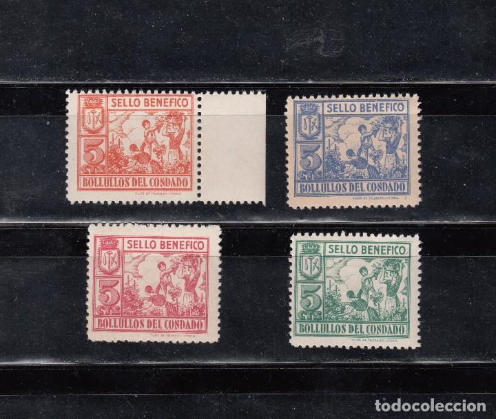 Briefmarken: BOLLULLOS DEL CONDADO. 4 SELLOS DIVERSOS DE 5 CTS.