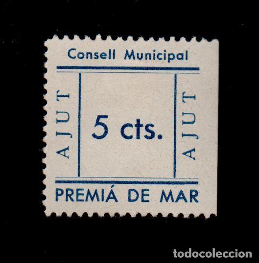 Briefmarken: CL4-18-82 Guerra Civil PREMIA DE MAR (Barcelona)  AJUT Consell Municipal 5 cts AZUL Fesofi n&ordm; 1 Pape