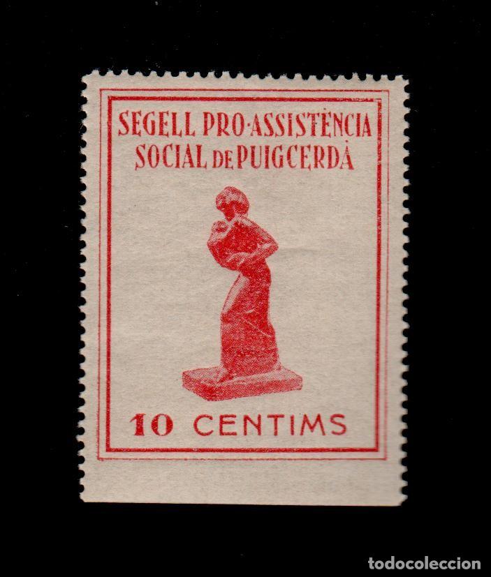 Briefmarken: CL4-18-85 Guerra Civil PUIGCERDA  (Girona) Segell PRO ASSITENCIA SOCIAL 10 cts CARMIN Fesofi n&ordm; 2