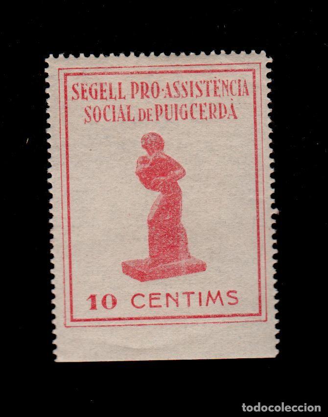 Briefmarken: CL4-18-85 Guerra Civil PUIGCERDA  (Girona) Segell PRO ASSITENCIA SOCIAL 10 cts Vriedad color  ROSA F