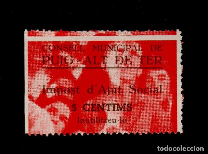 Briefmarken: CL4-18-86 Guerra Civil PUIG ALT DE TER (Girona) Impost d'Ajut Social- 5 cts NEGRO s. ROJO Fesofi n&ordm;
