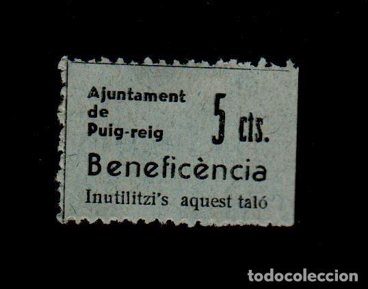 Briefmarken: CL4-18-87 Guerra Civil PUIG-reig  (Barcelona) BENEFICENCIA 5 cts NEGRO s.AZUL Fesofi n&ordm; 1