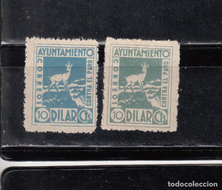 Briefmarken: DILAR, CONTRA EL PARO. 2 SELLOS DE 5 CTS. EN VERDE Y AZUL
