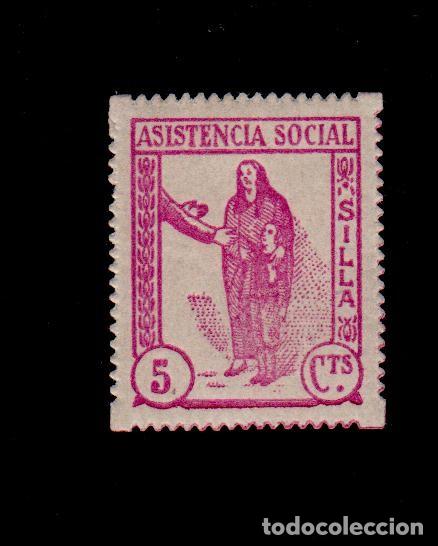 Briefmarken: CL4-19-01 Guerra Civil SILLA(Valencia). 5 cts Asistencia Social Fesofi n&ordm; 4 (color en 2 lados del d)